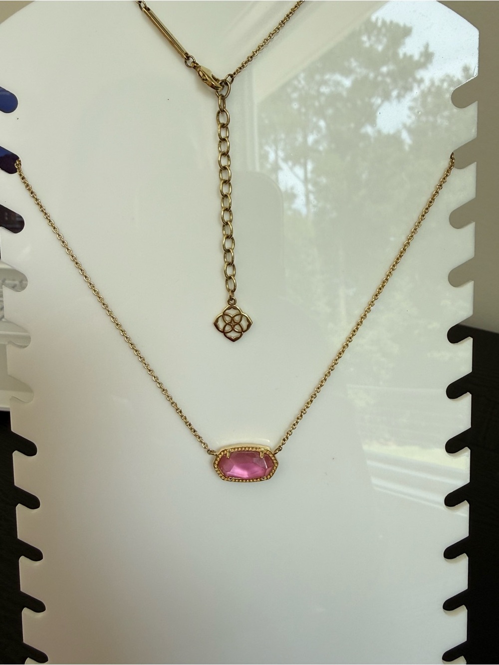 Kendra Scott Gold Necklace with Pink Glass Pendant